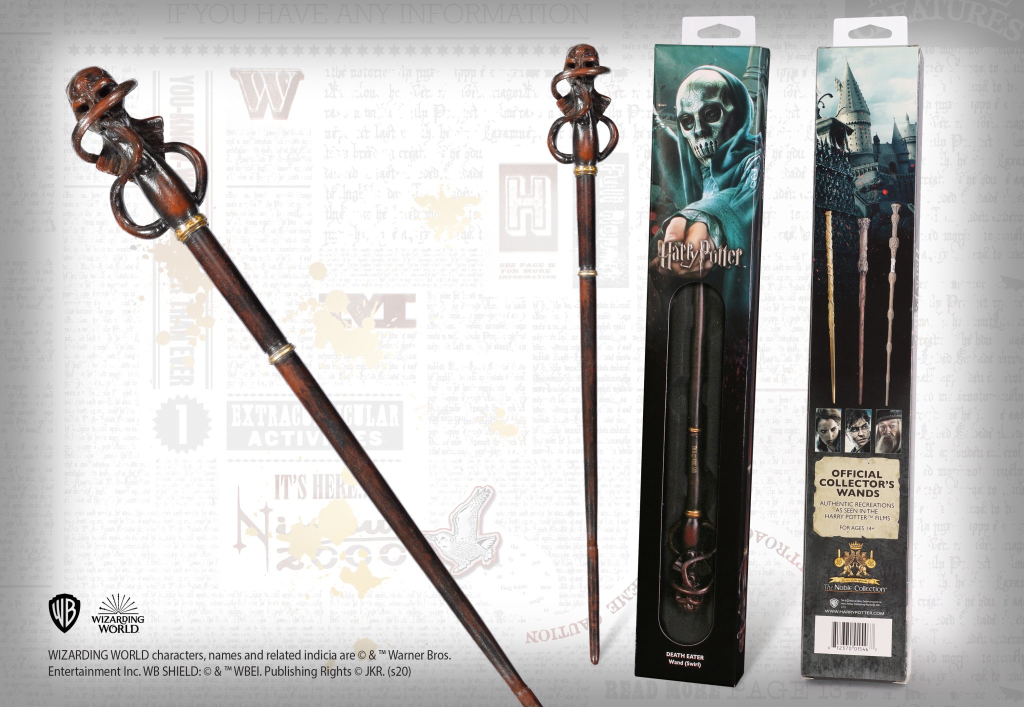 Магическа пръчка The Noble Collection Movies: Harry Potter - Death Eater Swirl, 38 cm