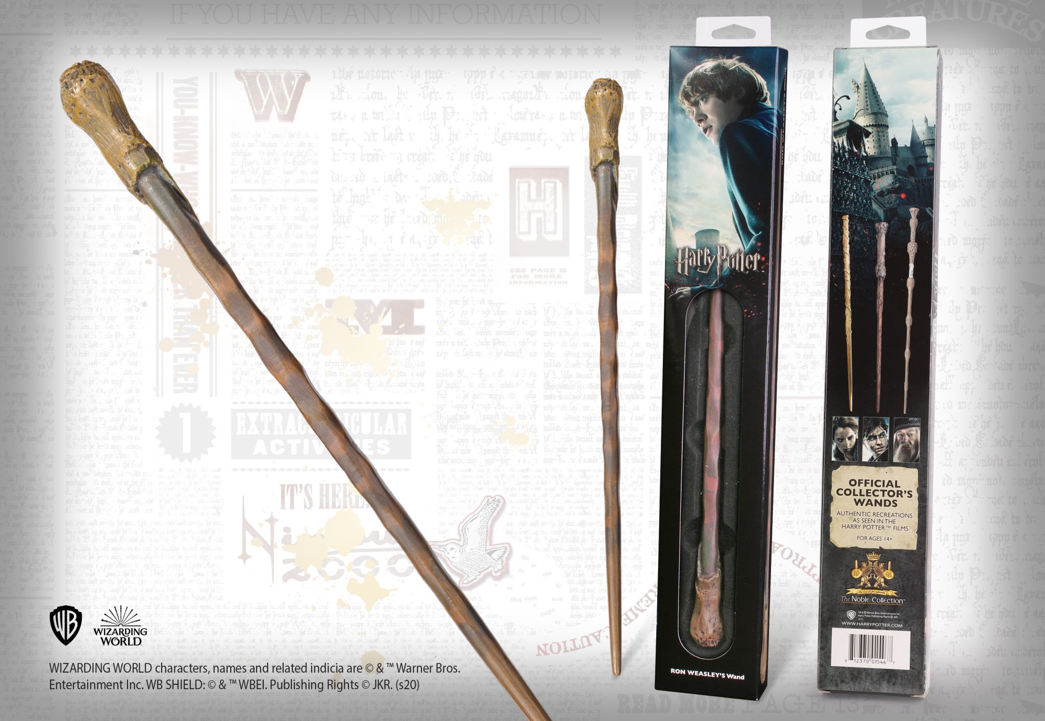 Магическа пръчка The Noble Collection Movies: Harry Potter - Ron Weasley, 38 cm